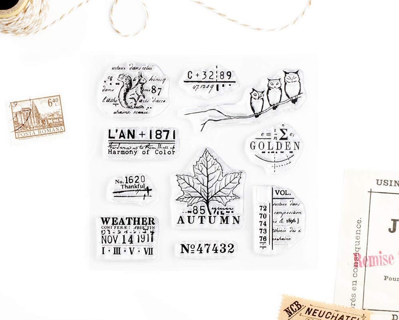 Wintertime Crafts Autumn Vintage Small Clear Stamps 4x4 inch by Wintertime Crafts for Scrapbooking and Art Journals - Image 2